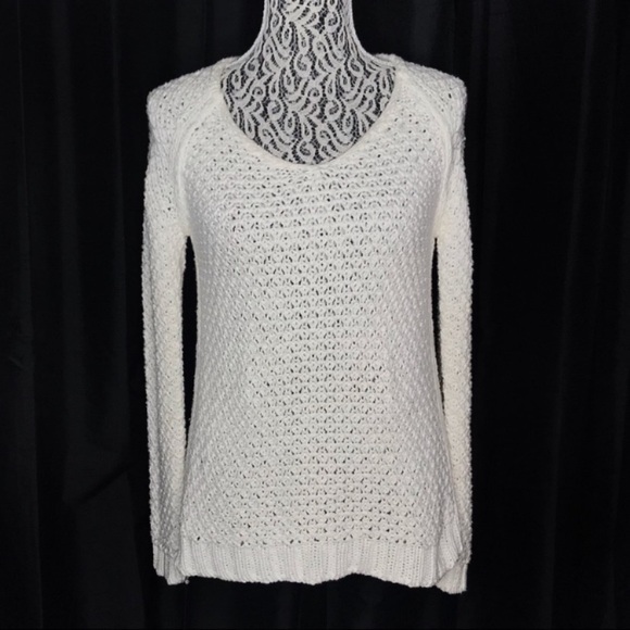 Zara knit cream white v-neck sweater small - Picture 2 of 4